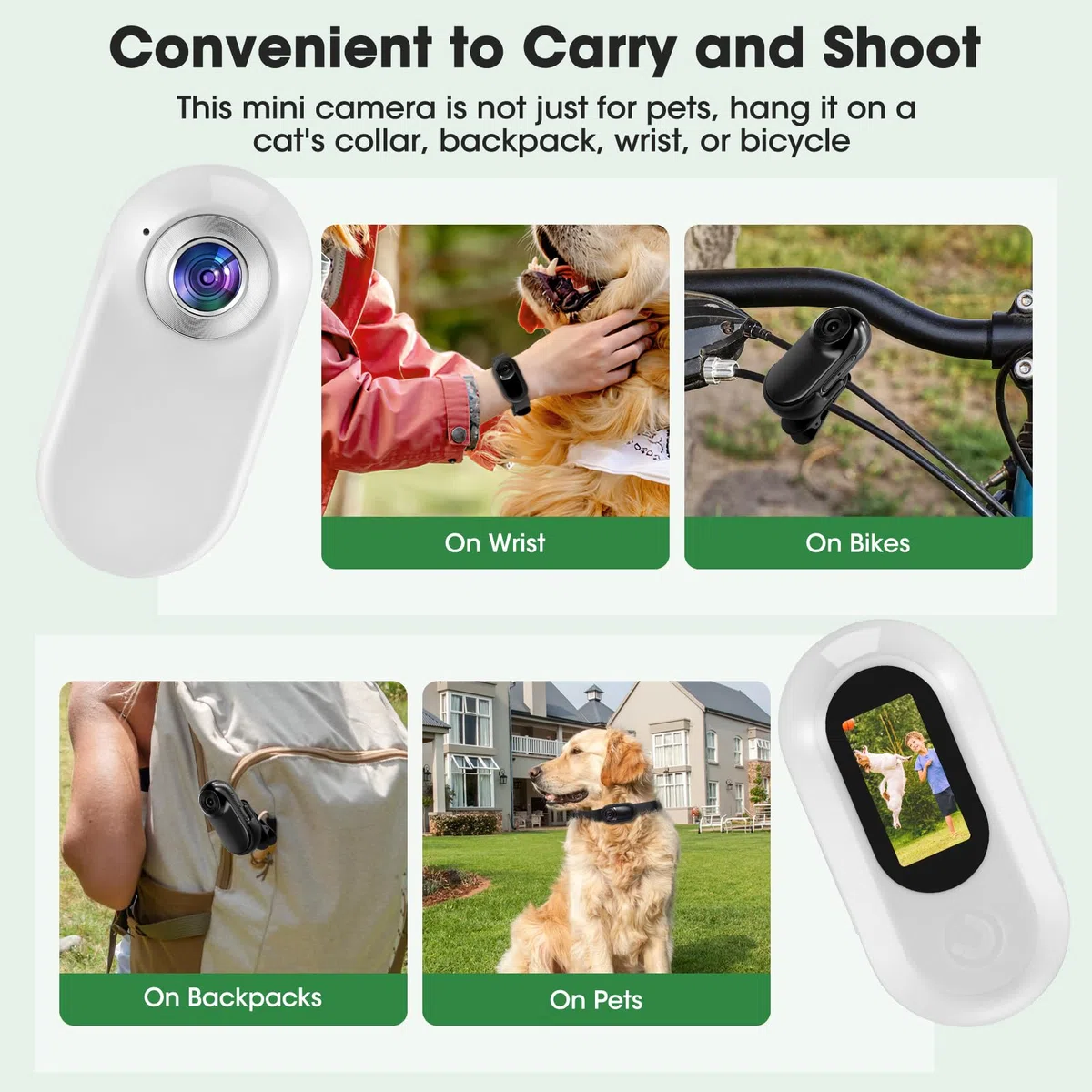 1080P - Collare per fotocamera per gatti, HD, con grandangolo di 170° e scheda SD da 32 GB, mini sport Action Camera per gatti per riprese video e foto, fotocamera per animali domestici, regalo di