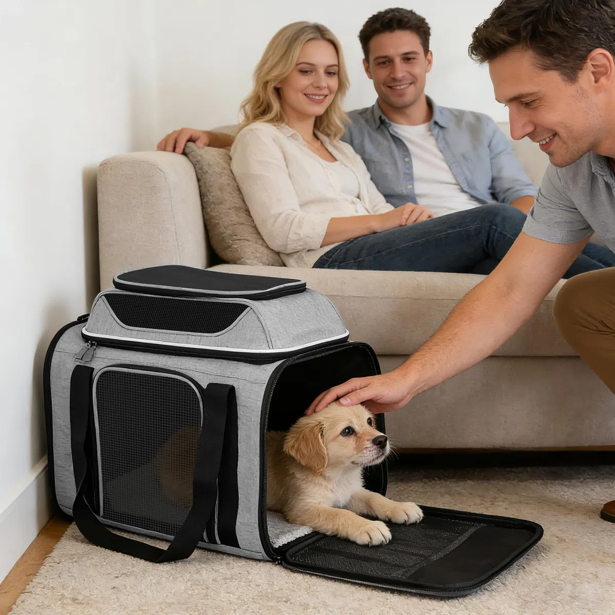 Trasportino per gatti,Trasportino espandibile superiore,Traspirante e pieghevole Borsa per il trasporto per gatti,guinzaglio interno,per Gatto e Cane fino a 6 kg,per Viaggi Lunghi (Grigio)
