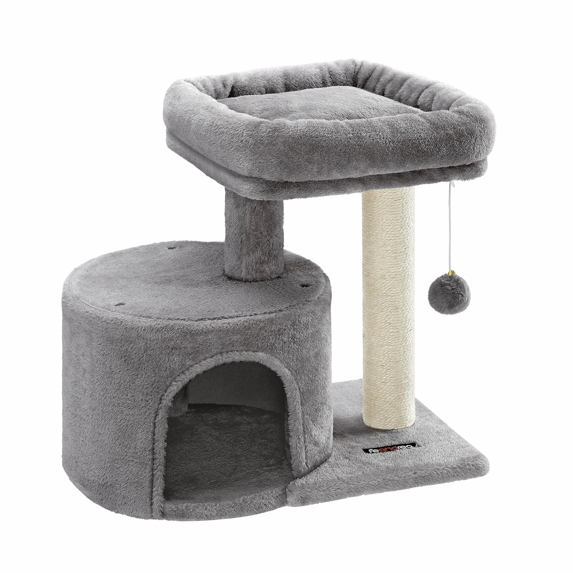 Feandrea Tiragraffi piccolo albero per gatti con tronco in sisal, tiragraffi per gatti con piattaforma imbottita, per gattini, grigio chiaro PCT50W