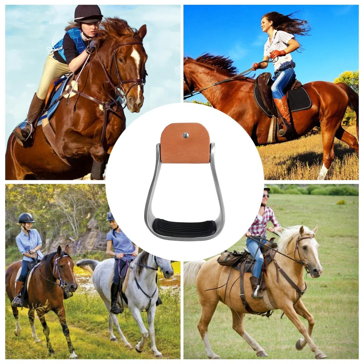 Staffe Western In Alluminio - Staffe Leggere Per Equitazione | Per Sella Western Con Cuscinetto In Antiscivolo Di Sicurezza | Coppia Di Equestri In Metallo Liscio Non Presso