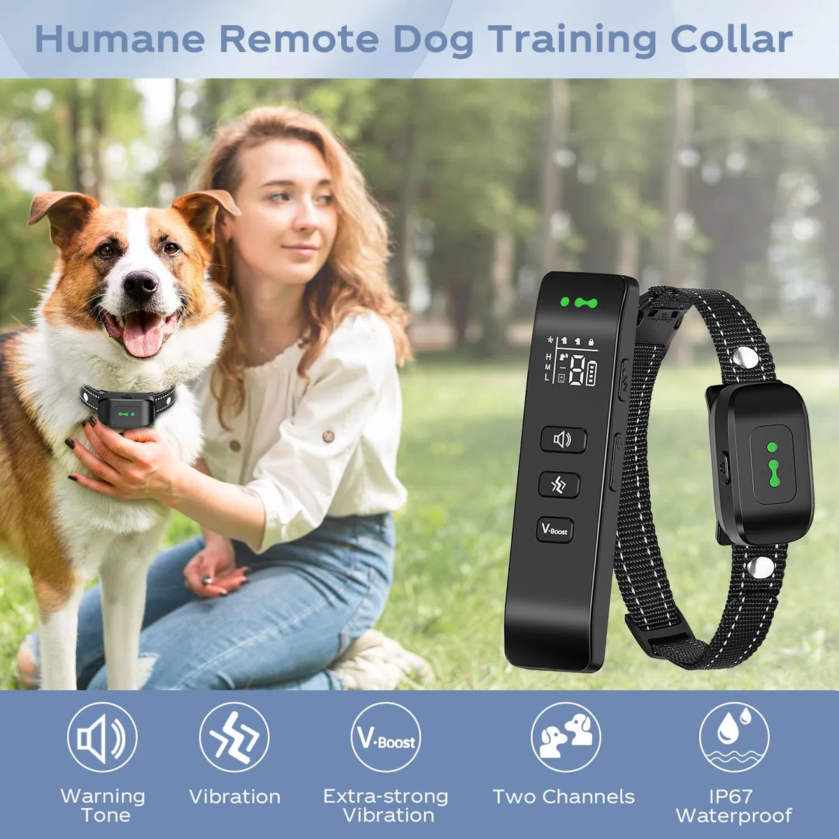 Collare da Addestramento per Cani, 3 Modalità Beep/Vibrazione/Boost Vibrazione, Portata 2600ft, Ricaricabile, Impermeabile IP67, Collare anti abbaiamento con telecomando Per cani di Tutte le Taglie