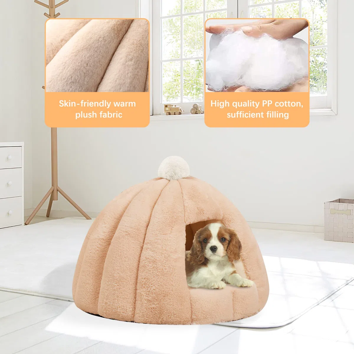 Galatée Letto Grotta Per Gatti, Letto Per Gatti Con Fondo Antiscivolo, Cuccia Per Animali Domestici Con Cuscino Interno Rimovibile e Lavabile, Morbido e Accogliente Igloo Gatto Di Peluche(S, Marrone)