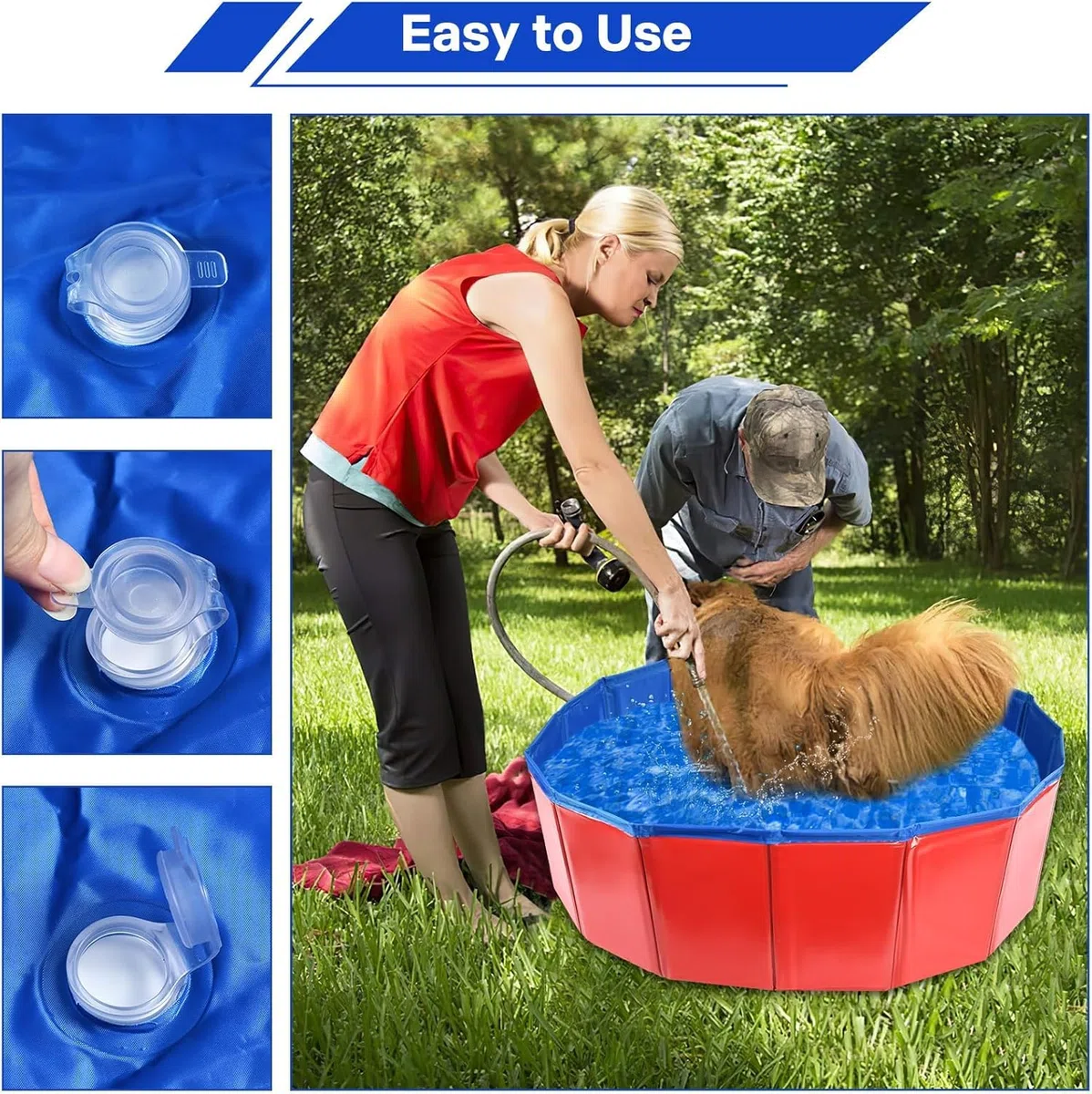 Piscina pieghevole per cani, 60 x 20 cm, vasca da bagno pieghevole per animali domestici, in PVC, antiscivolo, per cani, gatti e bambini, per interni ed esterni