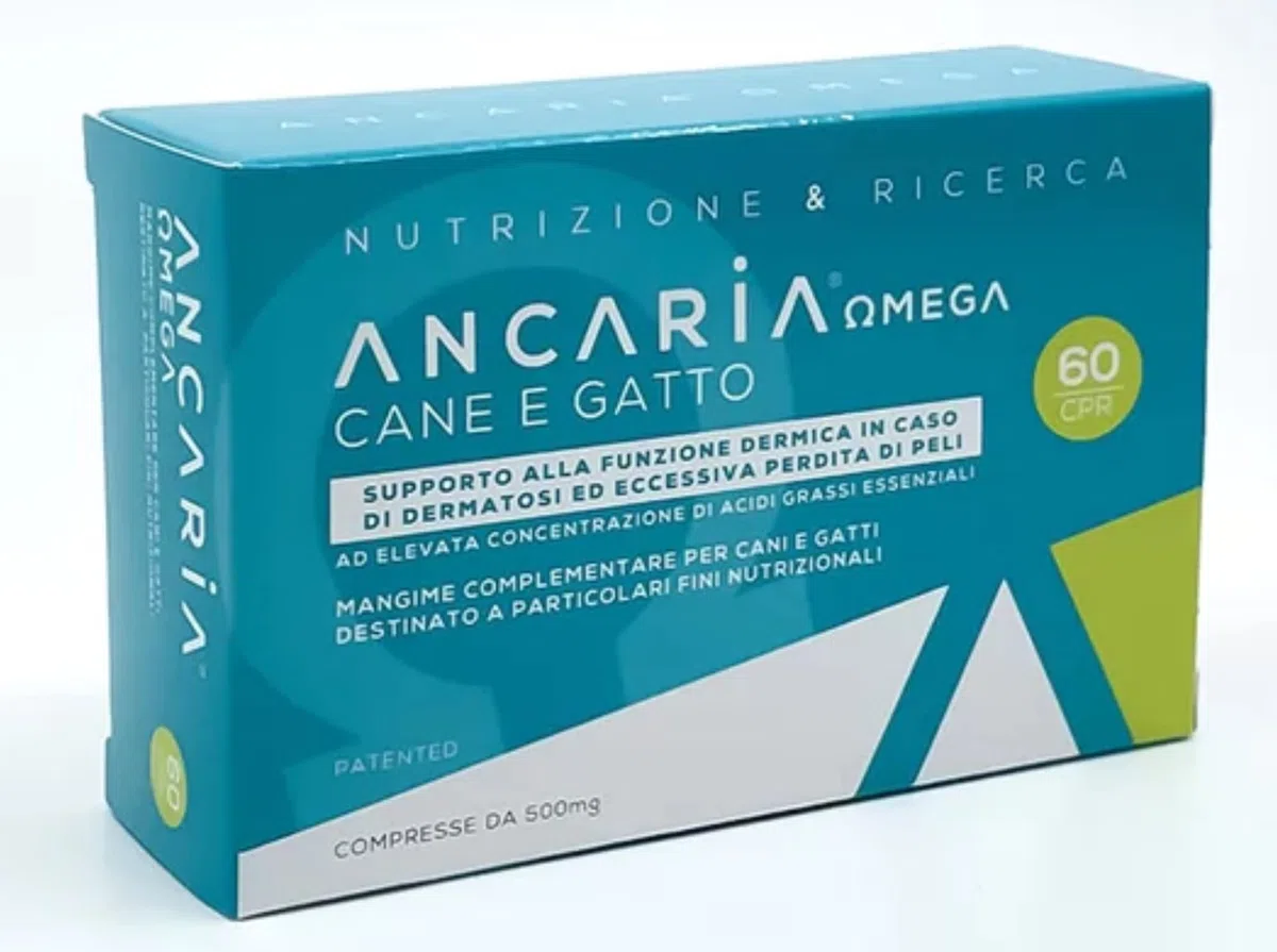 ANCARIA Omega - Compresse 500 MG - Benessere di Cute e Mantello del Cane e Gatto (60 compresse)