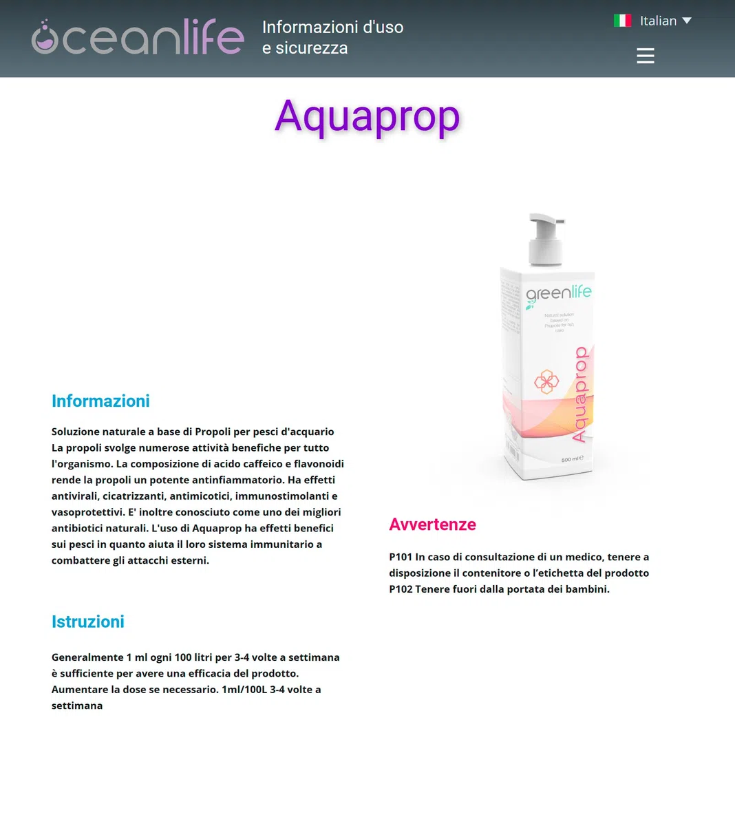 Oceanlife Aquaprop - 1000 ml - Propoli per Pesci d'acquario