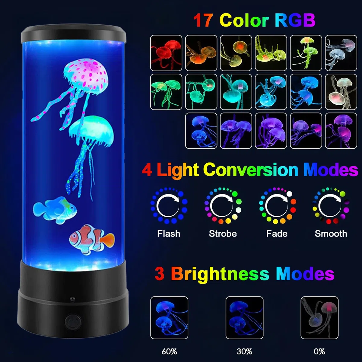 Lampad Medusa con Telecomando, 17 Colori Jellyfish Lamp, Lampada Acquario Medusa LED per Bambini e Adulti, Lampada Jellyfish per Il Relax, Decorazione Della Casa