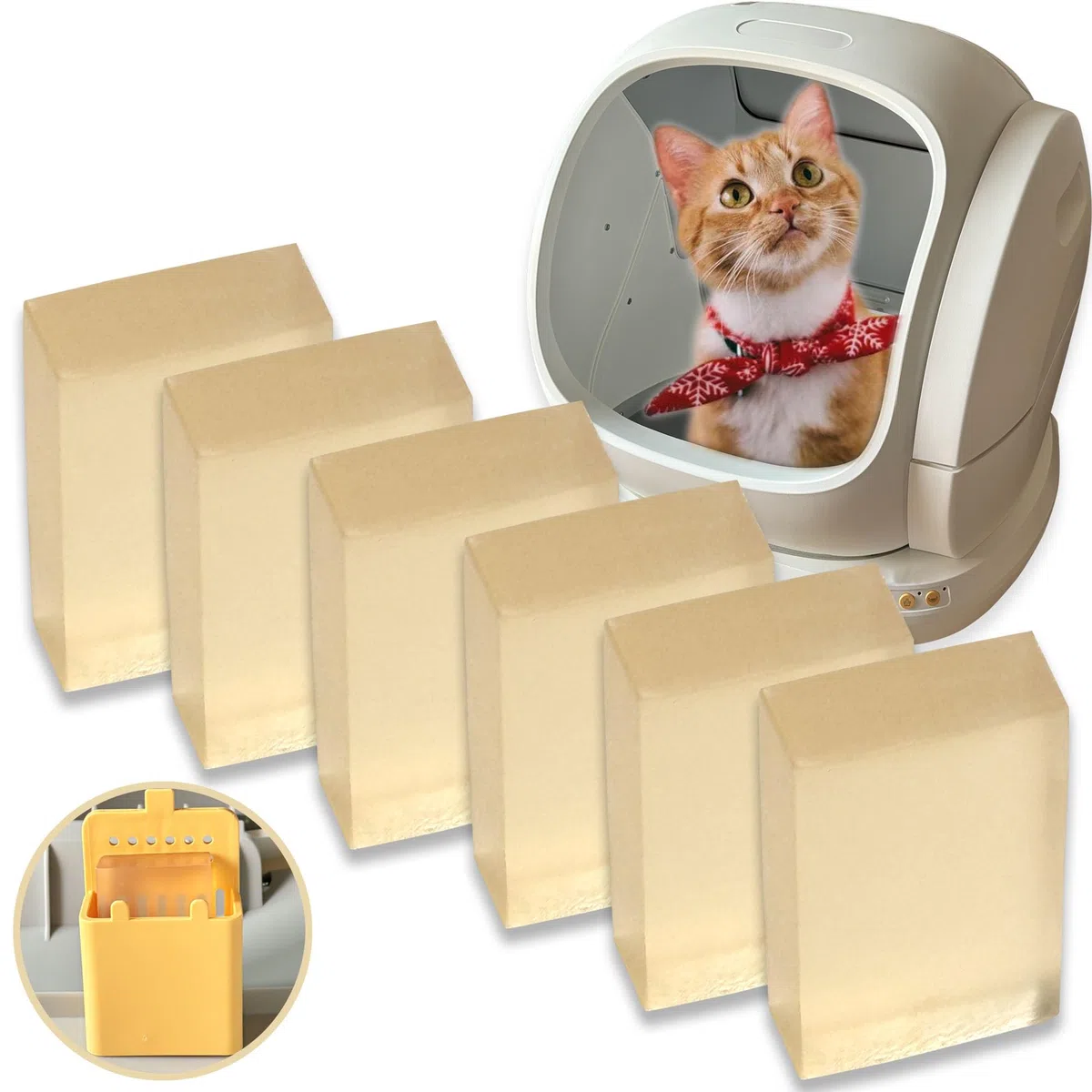 MeoWant - Confezione da 6 eliminatori di odori per lettiera automatica per gatti, in gel deodorante per il controllo degli odori degli animali domestici, per lettiera autopulente per gatti MeoWant