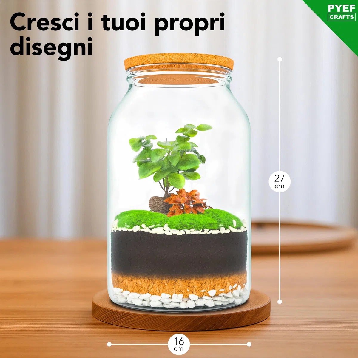 Terrarium Kit XL per un Ecosistema Autosufficiente - DIY Kit Terrario Piante Vetro 4L - Terrarium Vetro XL per Giardino in Bottiglia Ecosistema - (Senza Pianta)