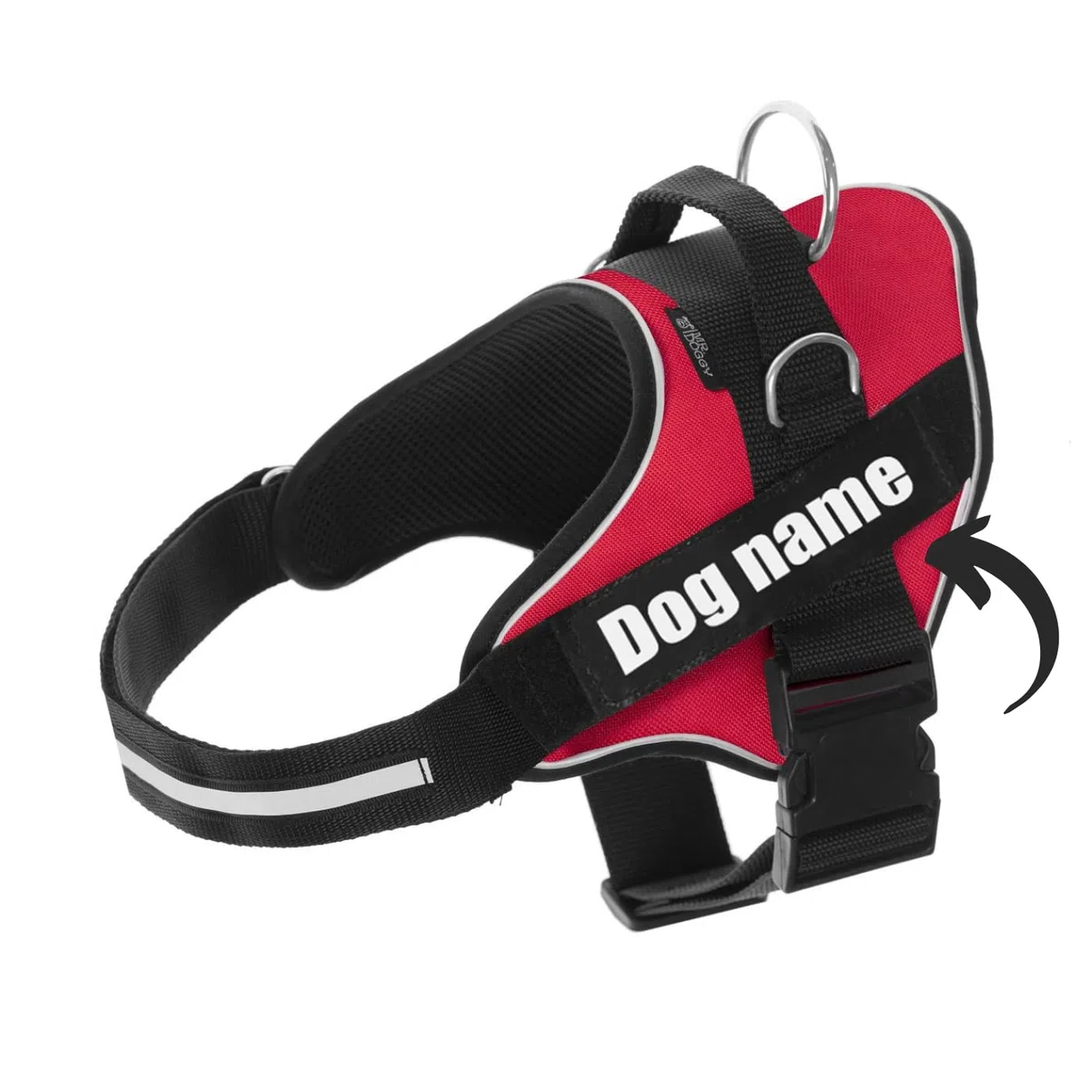 SUPER DOGGY Pettorina Cane Personalizzata con Nome – Antitrazione, Riflettente e Regolabile – Include 2 Targhette Velcro - Taglia Piccola, Media e Grande (Rosso, M 13-22KG)