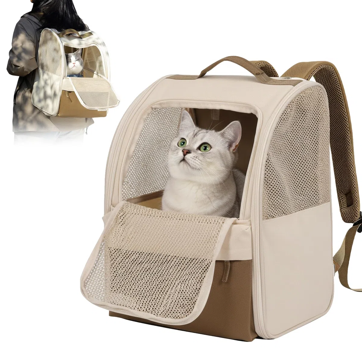 Zaino per Gatti, Zaino per Cani fino a 7,5 Kg, Zaino per Gatti Bubble, Zaino per Animali Domestici con Design Ventilato, Borsa Trasportabile per Cani e Gatti con Cinghia di Sicurezza Interna per Cani