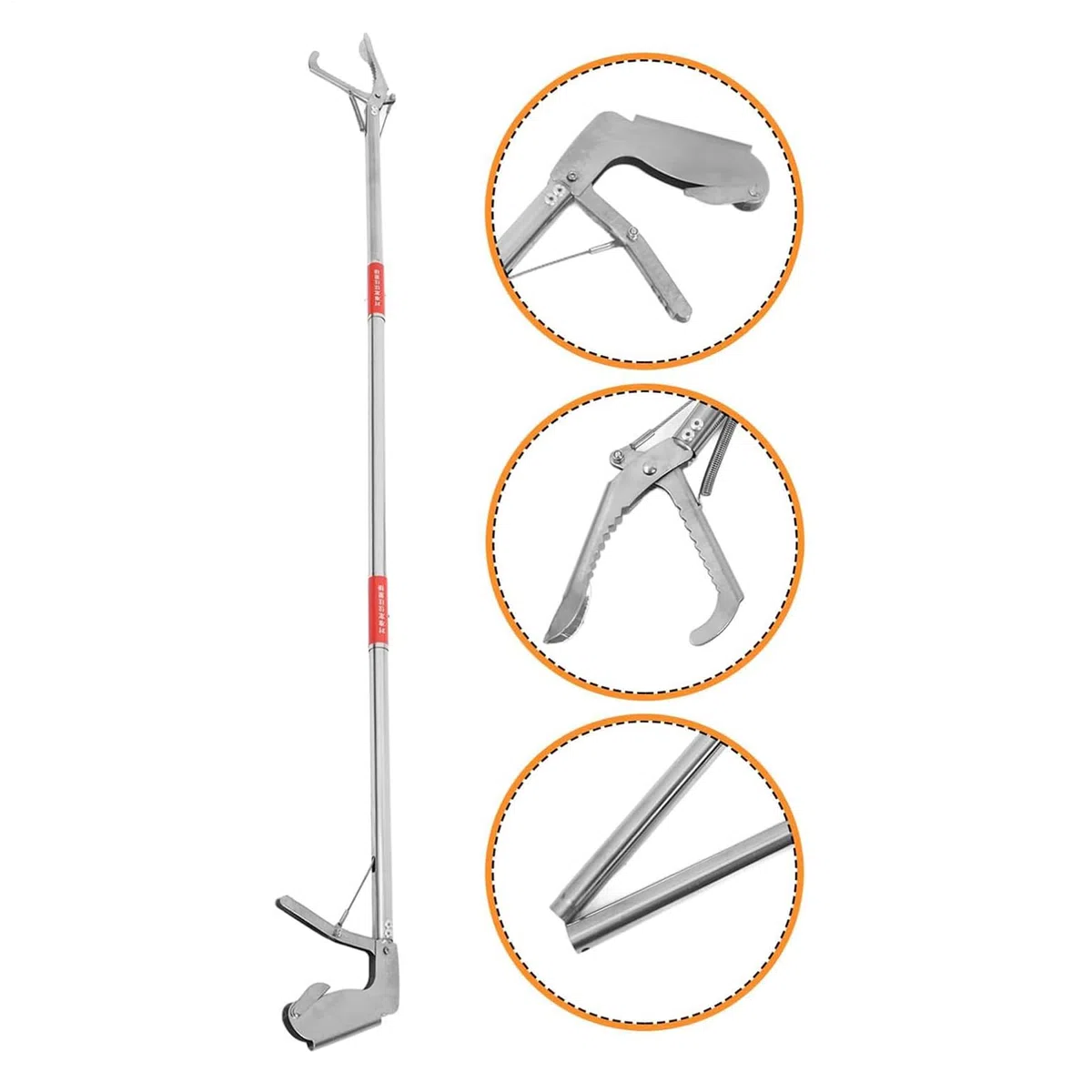 Pinze per serpenti, strumento per afferrare serpenti, in acciaio inox, pieghevole, pinza per la cattura dei granchi, strumento per afferrare i granchi, a lunga portata con impugnatura antiscivolo, per
