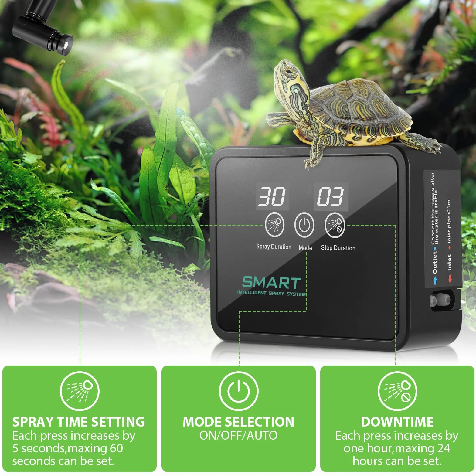 Nebulizzatore Terrario, Umidificatore Rettile Sistema di Nebulizzazione per Rettili Atomizzatore Automatico con Timer e Ugelli di Spruzzo a 360° Sistema di Irrigazione per Terrar Piante