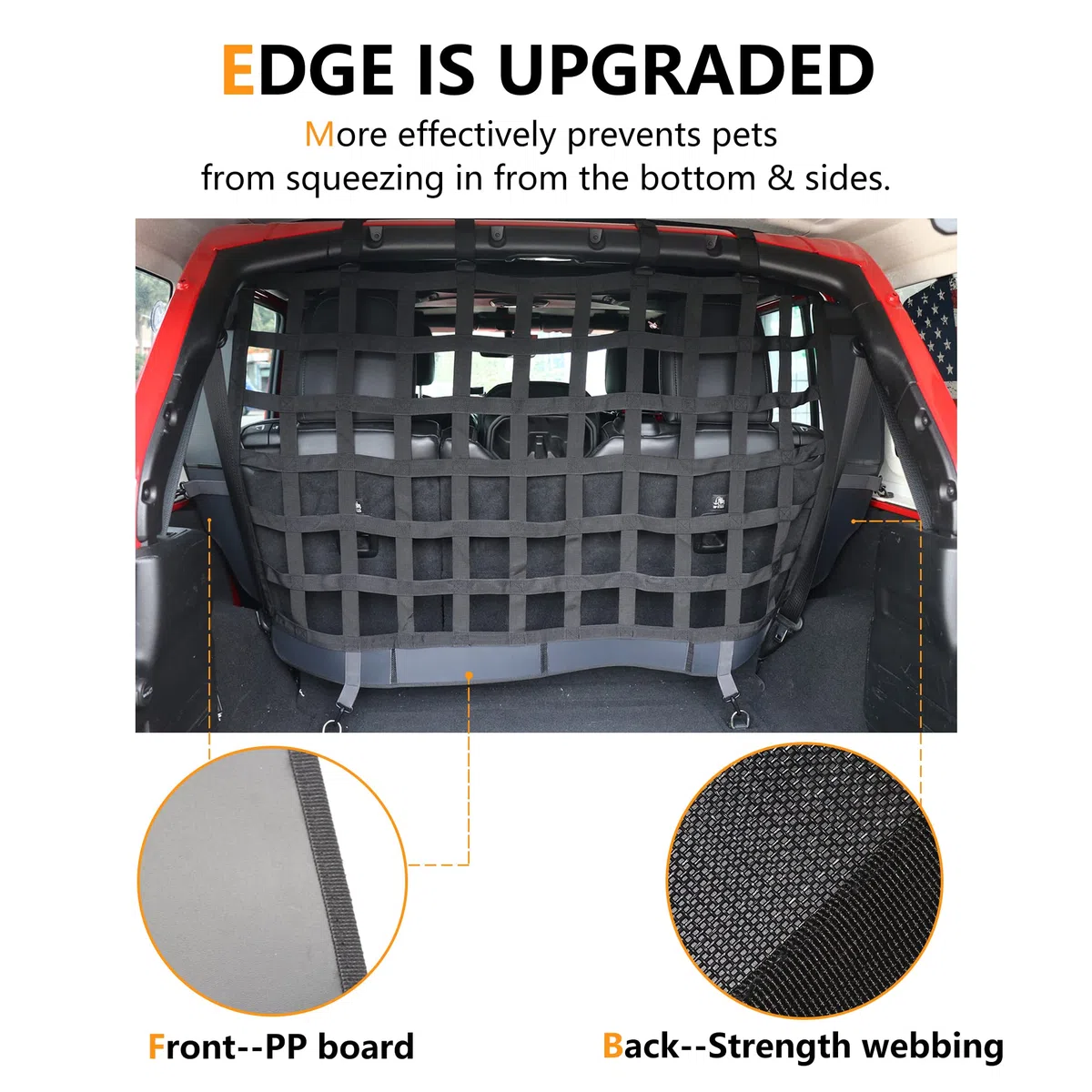 Barriera di sicurezza per cani per Jeep Wrangler JK JL 2007-2023 Accessori per 4 porte, dietro il sedile posteriore Pet Dog Covers Tronco Cargo Isolation Liner Net per Jeep Wrangler