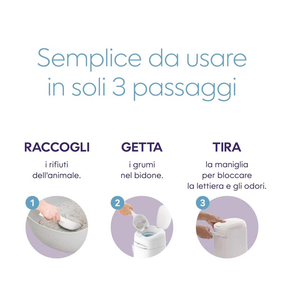 Litter Genie - Official Litter Locker - Pattumiera per lettiera per gatti a prova di odore, facile da pulire, con paletta inclusa e 1 ricarica XL (3 mesi). Compatta e facile da usare.