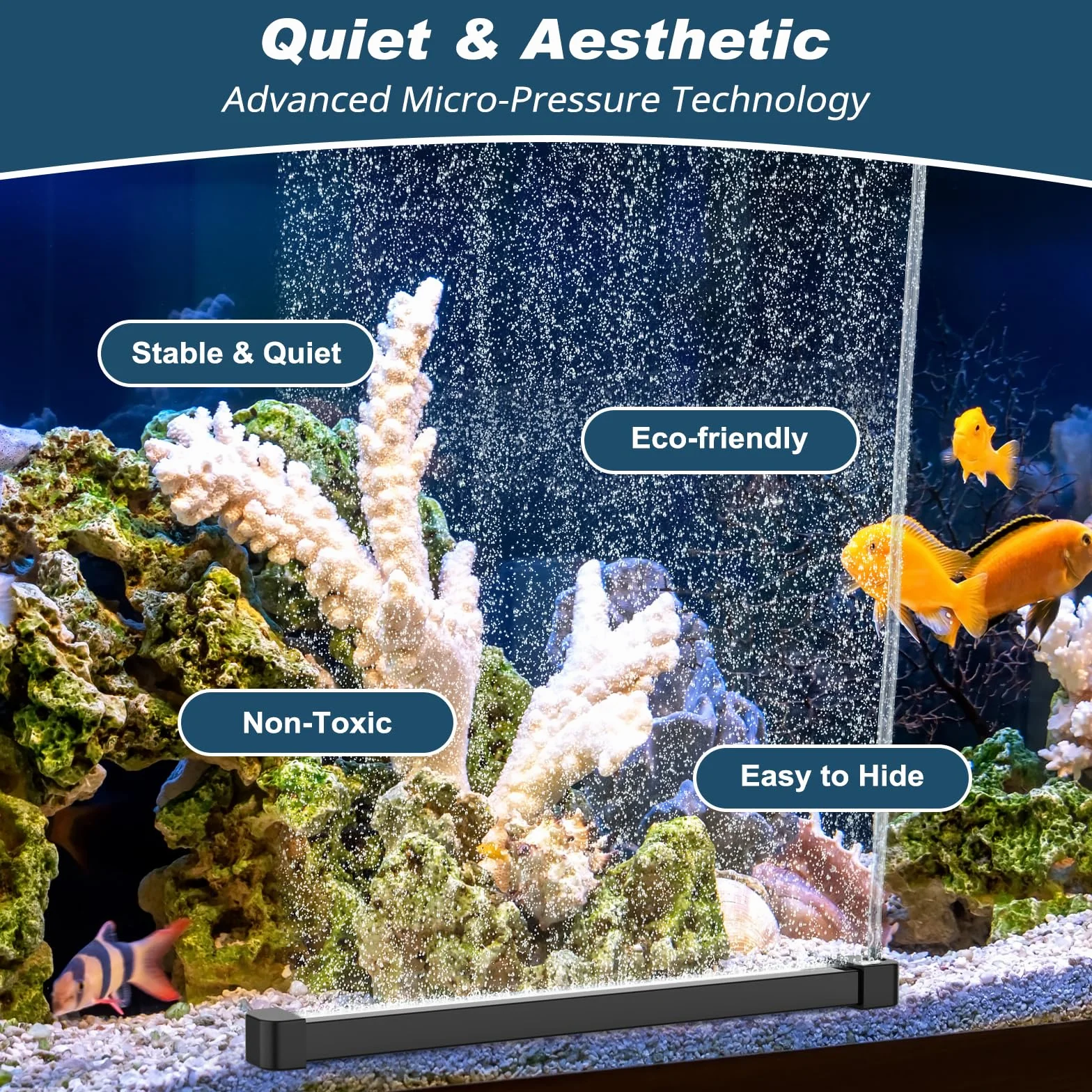 hygger Ossigeno acquario, pietra d'aria per acquario, 40 cm, striscia di bolle di ossigeno, diffusore di pietre, pietra frizzante per acquario, set con tubo d'aria per acqua dolce salata