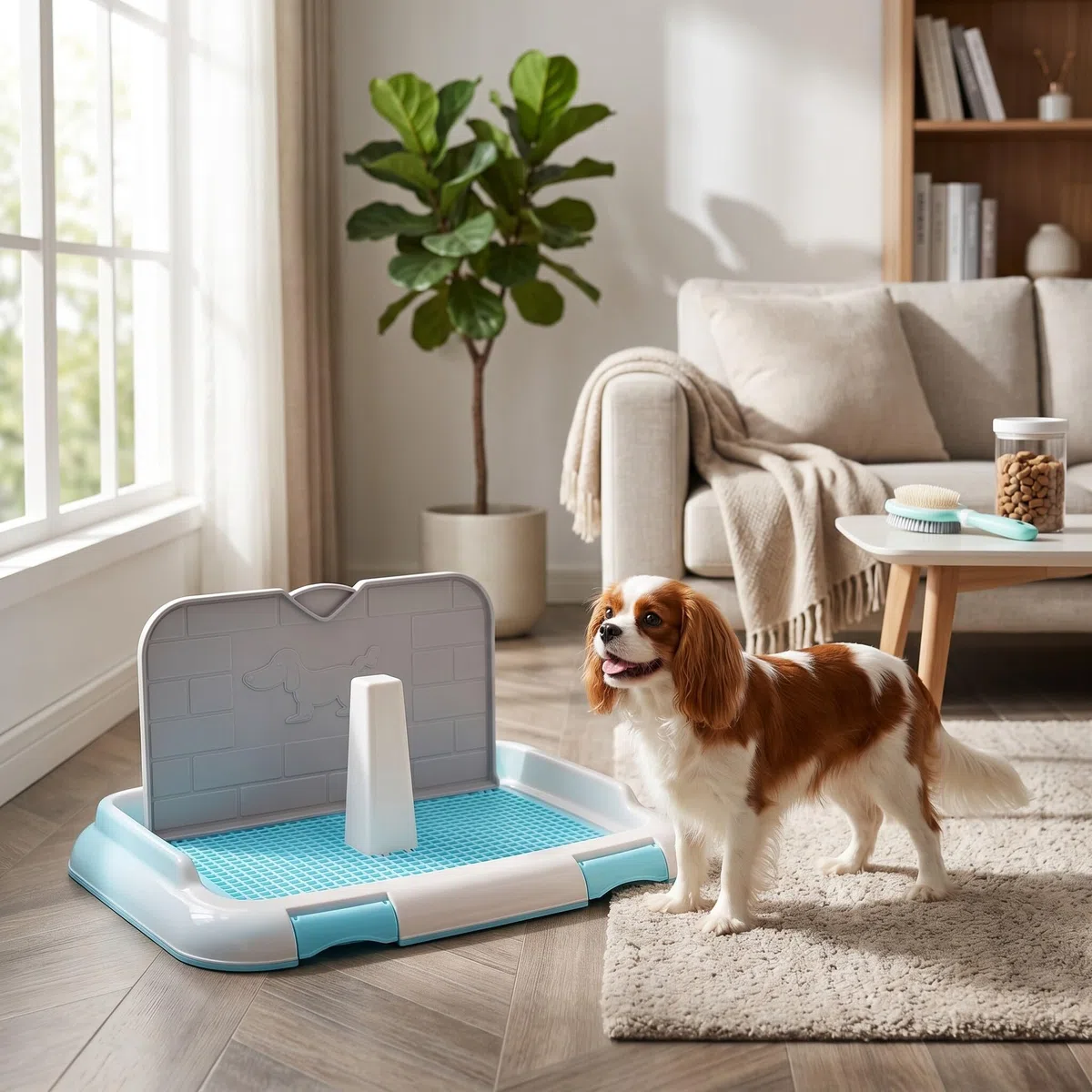 Ejoyous Toilette per Cani, Toilette per Cuccioli, Set Addestramento per Cuccioli, Toilette per Animali con Simulazione della Parete e Minzione Programmata, Vasino per Cani da Interno
