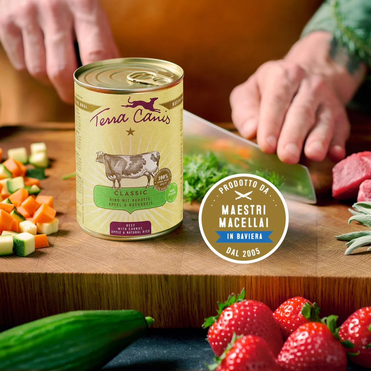 Terra Canis Manzo, carota & riso integrale - Alimento umido Classic, 12x200g I Alimento premium per cani con ingredienti di autentica qualità human-grade al 100% I gluten-free