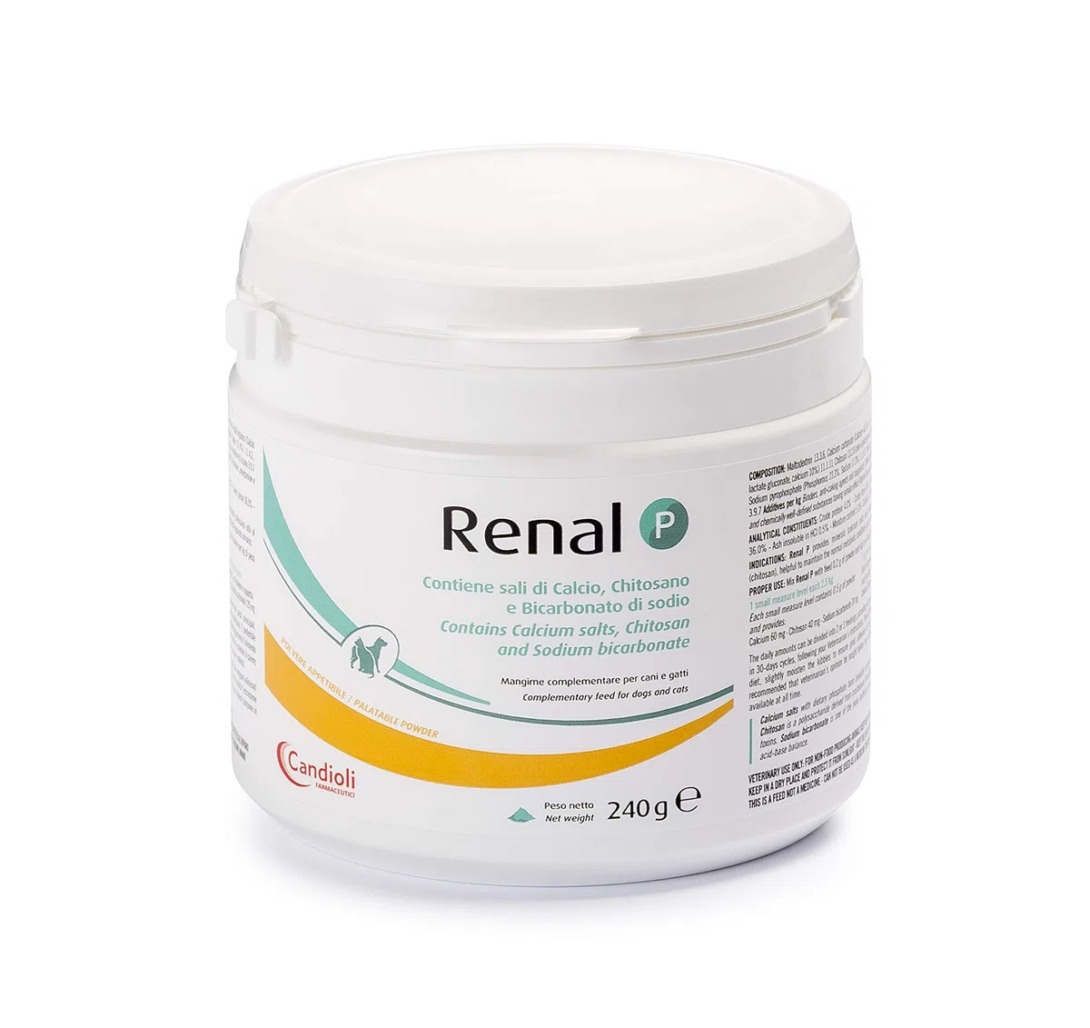 Candioli Farmaceutici - Renal P, Integratore per Cani e Gatti, Barattolo da 240 g