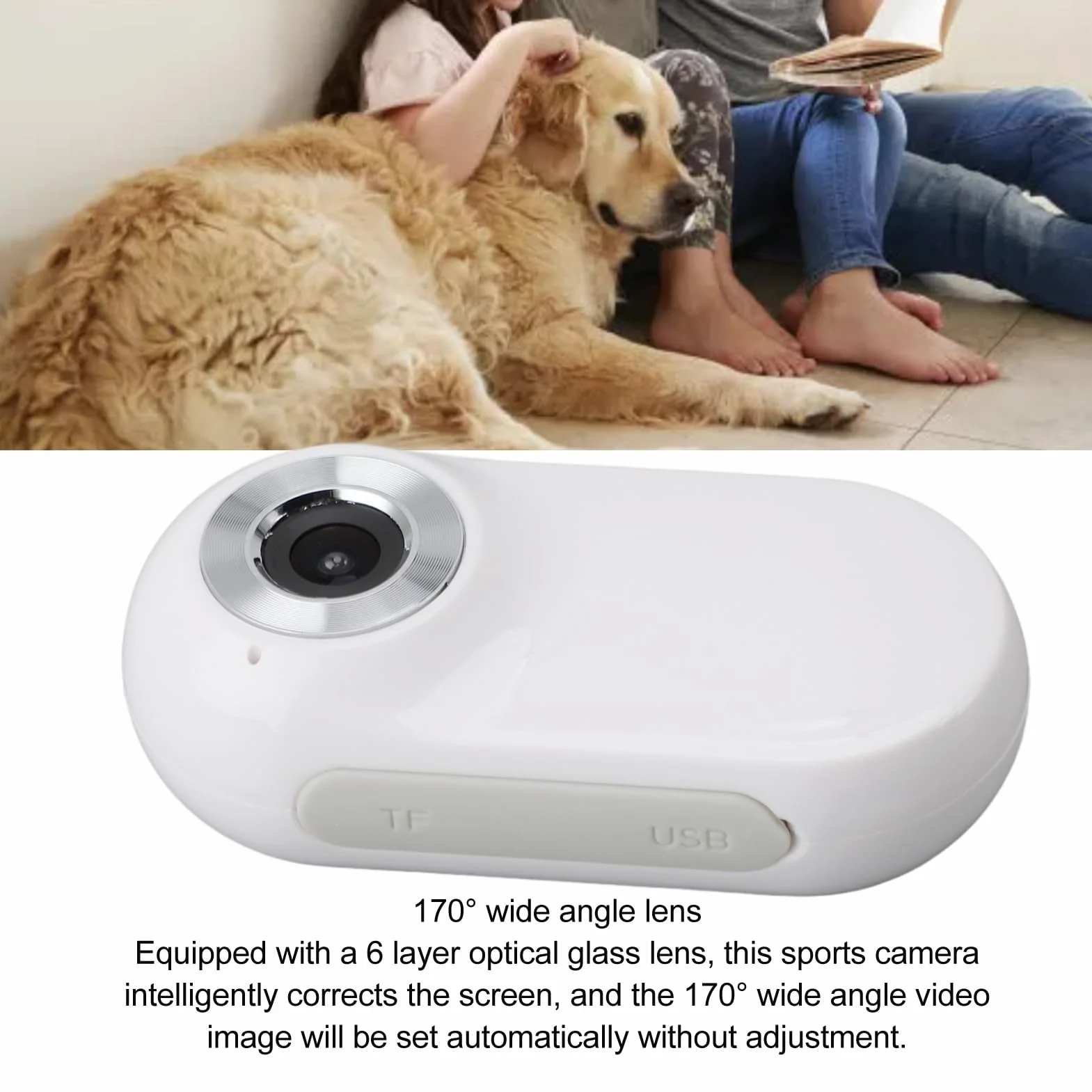 Greensen Fotocamera per Collare Cani e Gatti, Mini Action Camera Subacquea HD 1080P, Grandangolo 170°, per Animali Domestici