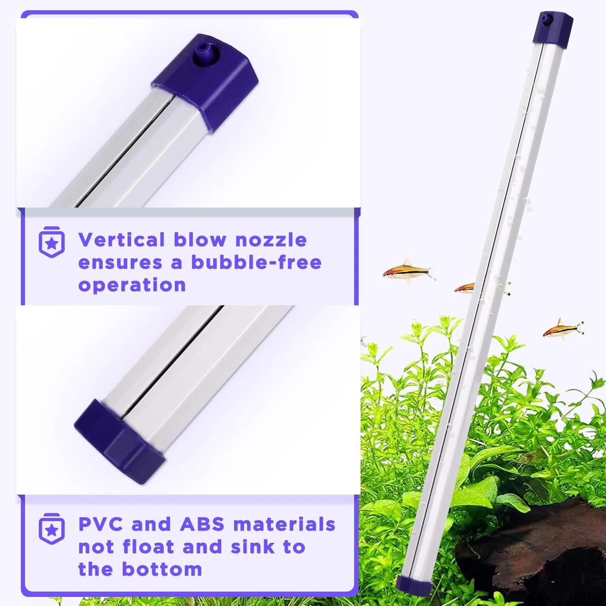 hygger Pietra ad Aria per Acquario, 70CM Diffusore Aria per Acquario, Aquarium Air Stone Bubble Fish Tank Diffusore Ossigeno Acquario with Air Tubing for Freshwater Saltwater