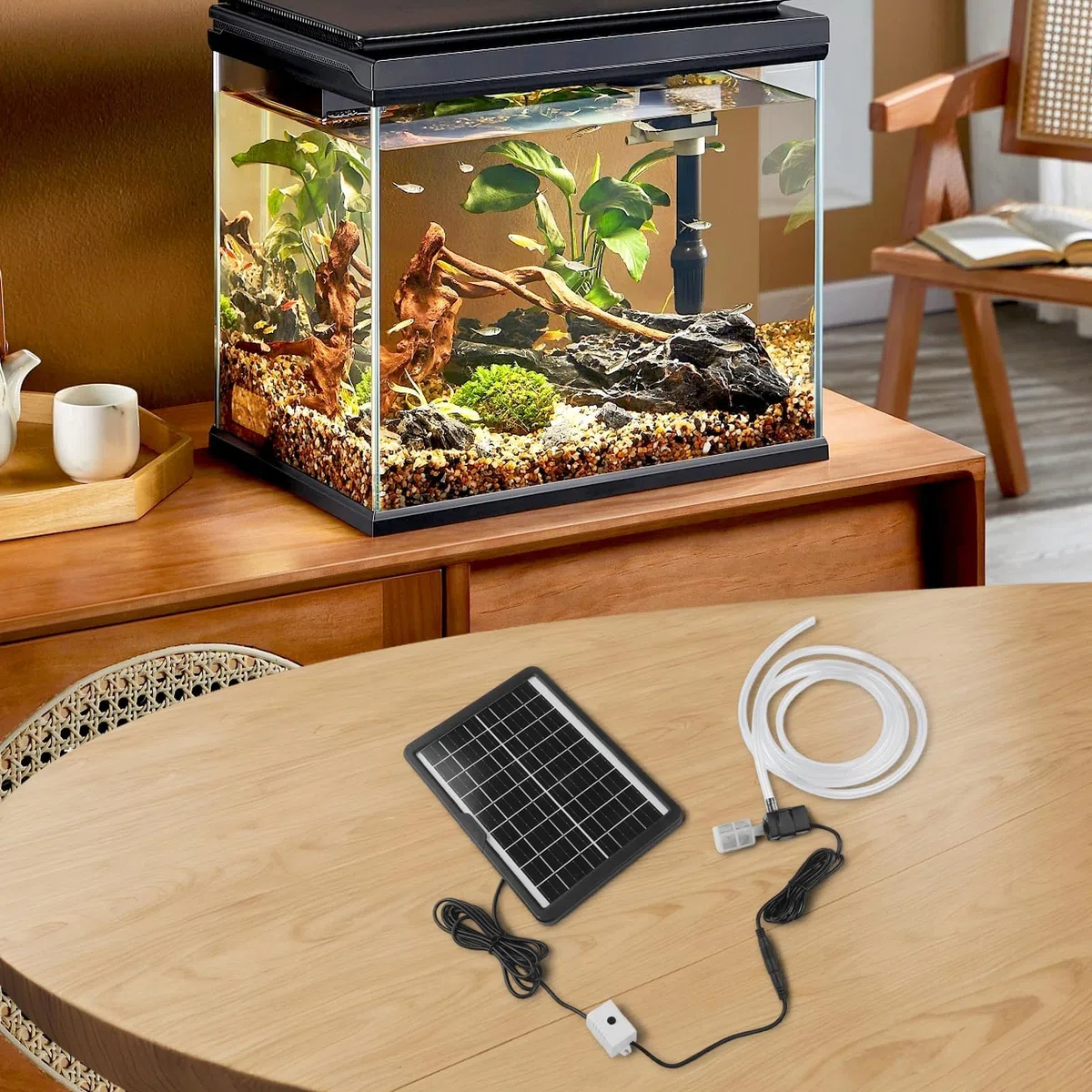Kit pompa solare dell'acqua 6 W 9 V pannello 12 V, pompa sommergibile portata 240 l/h 2 m tubo filtro per stagno fontana acquario