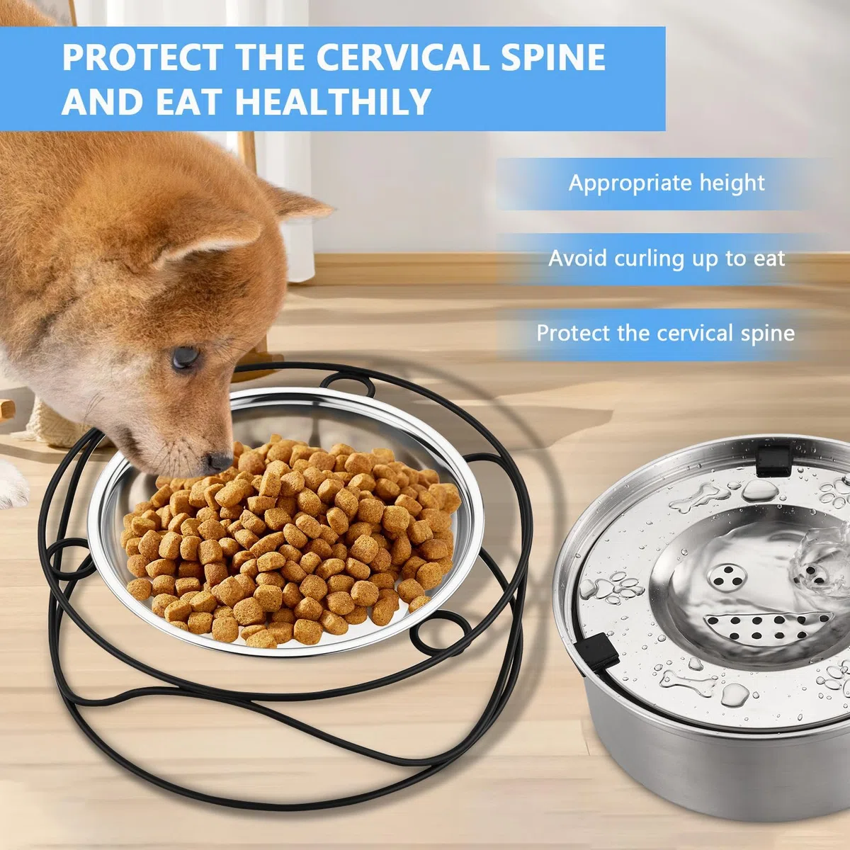 Set Di Ciotola Acqua Cane Antigoccia 1L In Acciaio Inox,Ciotola Galleggiante Per Cibo Per Cani Con Supporto Galleggiante,Senza Sporcare,Facile Da Pulire,Ideale Per Gatti E Cani