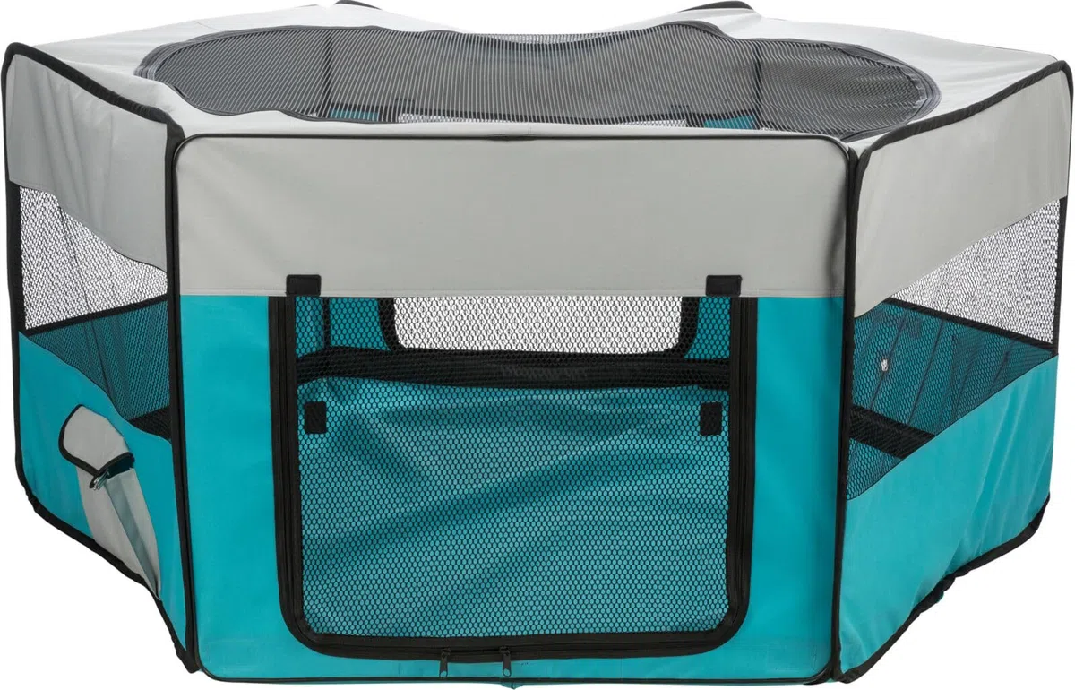 Enclos avec filet/base - TRIXIE - ø 150 × 65 cm - Turquoise / Gris clair