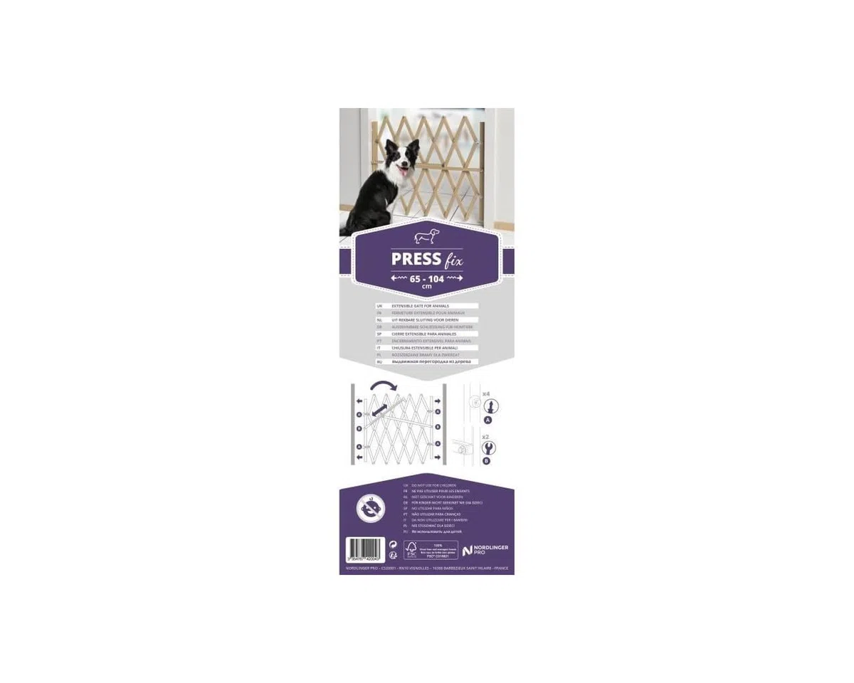 Barriere bois animaux - NORDLINGER PRO - Press'Fix - Extensible 0,65-1,04m - Sans perçage - Pression