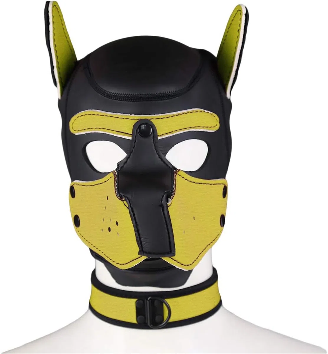 Maschera in neoprene per cucciolo con colletto, rimovibile, per cosplay e cuccioli, maschera per Halloween, costume da festa