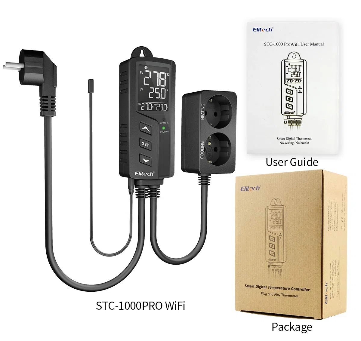 Elitech STC-1000WIFI Termoregolatore Digitale Termostato Temperature Controller, Dual Relay 220v Termostato Digitale con Sonda, Per Acquari, Rettili, Riscaldatori, Incubatori