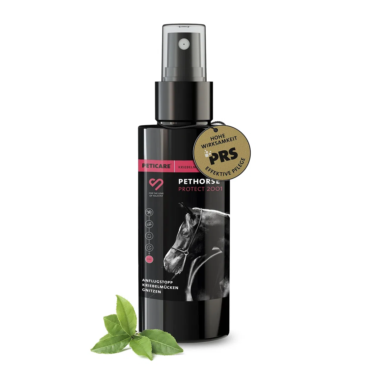 Peticare Nero Mosche Stop Cavallo Spray Anti Mosca Nera - Blocca Efficacemente, Difesa Contro Simulidi, Attivo Fino a 24 Ore, Prevenire Efficacemente Dermatite Estiva e Eczema - petAnimal Protect 2001