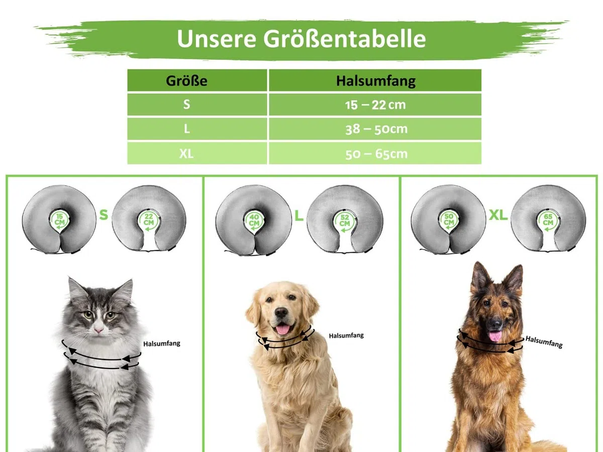 MC-Royal Nuovo: Collare Premium - Collare Gonfiabile per Cani e Gatti [Protezione Affidabile] - Protezione dalle Perdite del Cane - Collare di Protezione del Cane (Grigio)