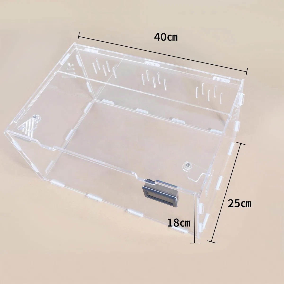 Oiakz Terrario per Rettili con Igrometro di Temperatura, in Acrilico per Piccoli Insetti, Casa, Ufficio, 40 x 24 x 18 cm (DE-Z002)