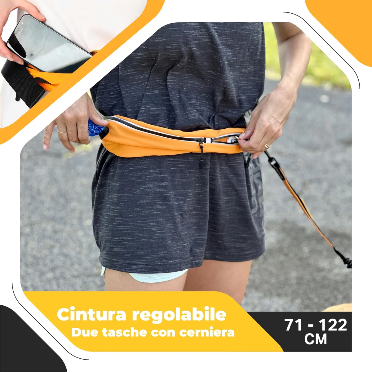 Guinzaglio Mani Libere per Cani - Da Corsa, Cintura Dog Trekking/Jogging, Canicross Fino a 60 Kg