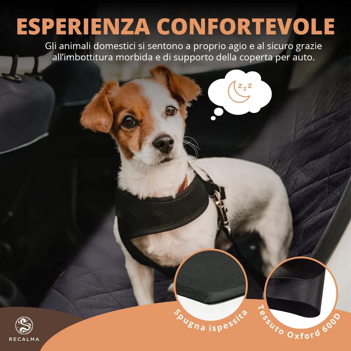 Coprisedile Auto per Cani 100% Impermeabile, Antigraffiato e Antiscivolo, Trasportino Auto incl. Guinzagli