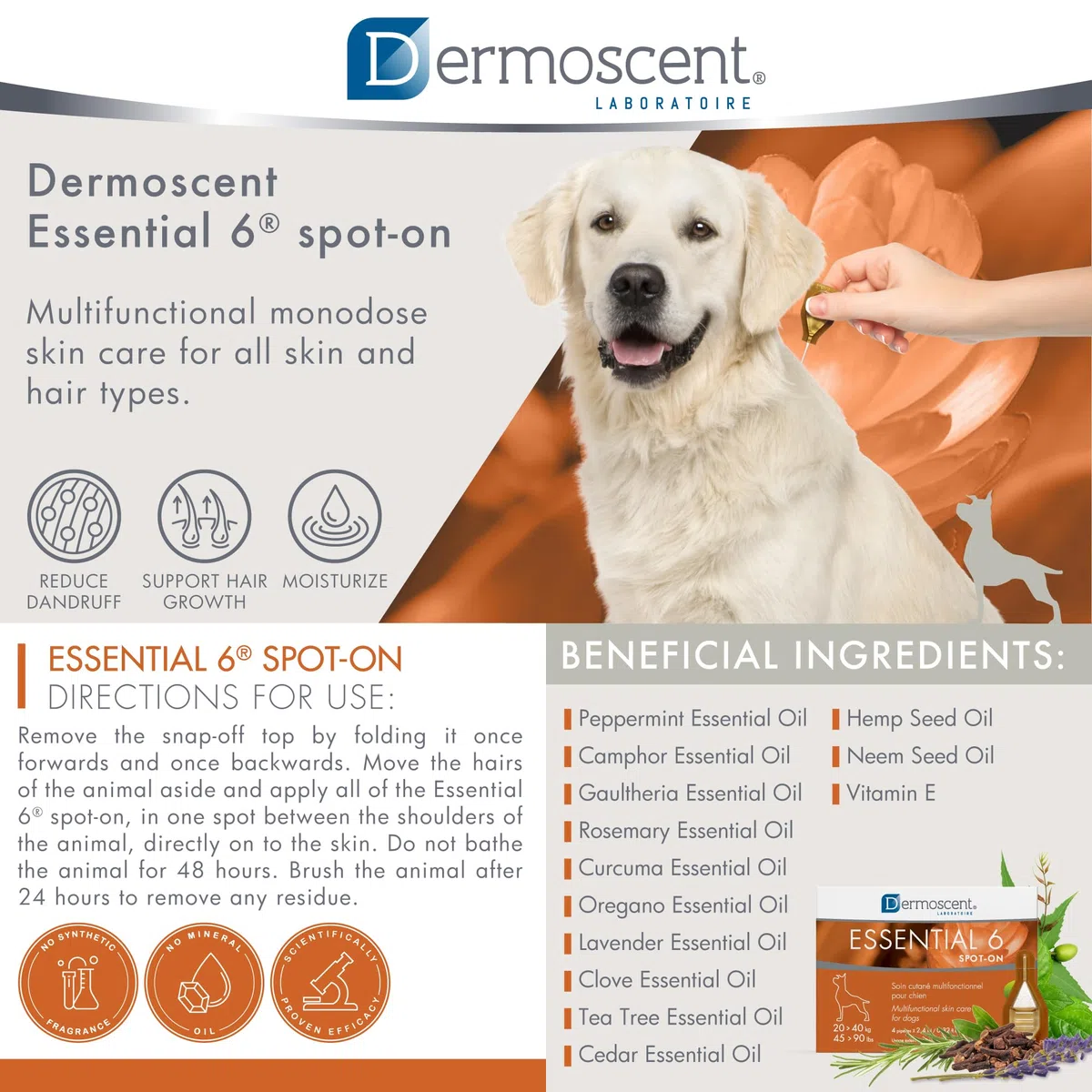 Bayer Dermoscent 6 Spot on Skin Care Extra Large per Cani da 45 a 40,8 Kilogram
