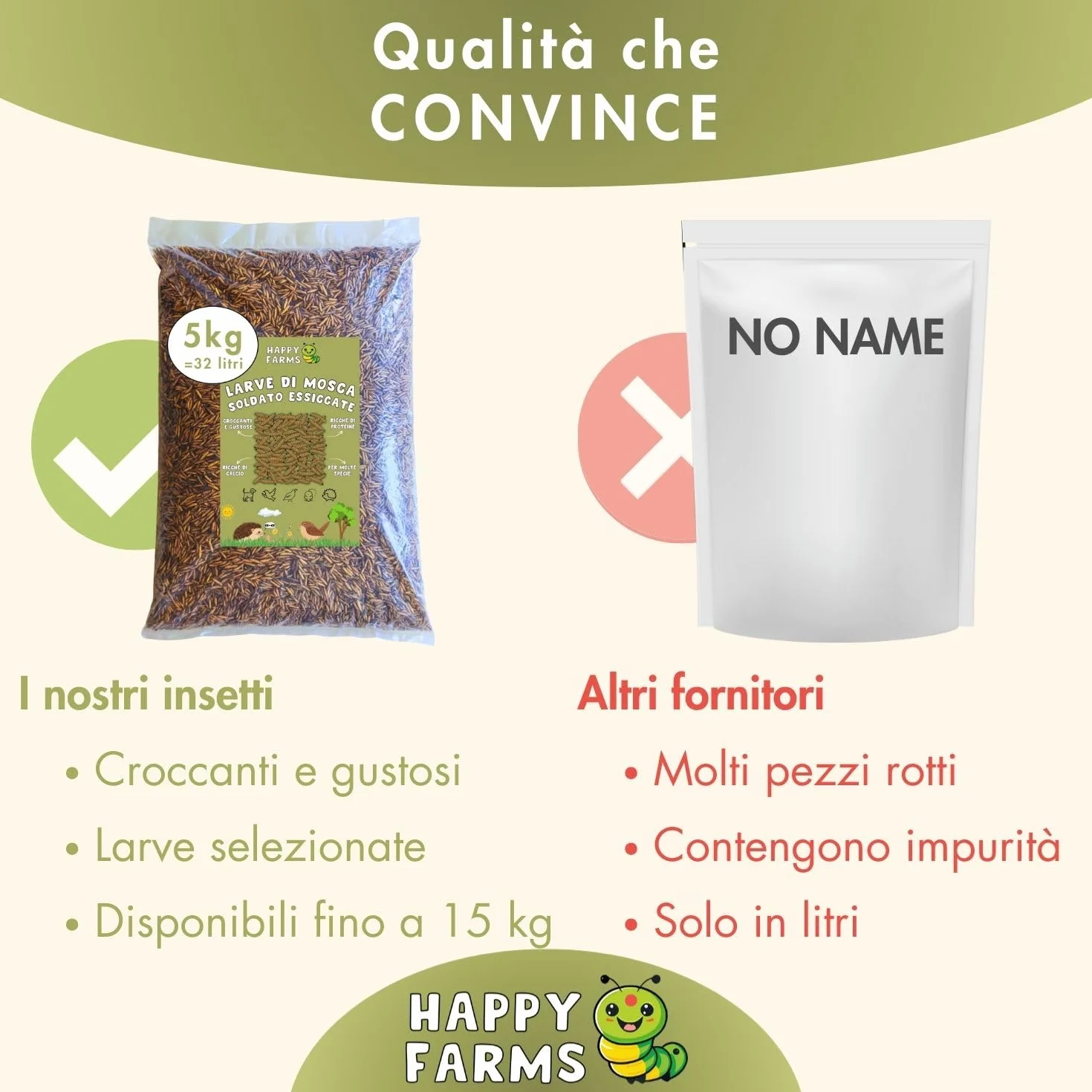 Larve di mosca soldato essiccate – Più calcio rispetto ai vermi della farina! 5 kg di cibo per insetti per uccelli selvatici, pesci e ricci