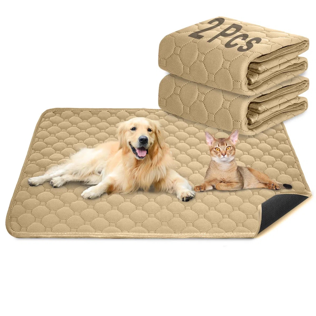 Set di 2 tappetini da allenamento per cani e gatti, extra forti, assorbenti, impermeabili e antiscivolo, lavabili e riutilizzabili, per cuccioli e animali domestici (marrone, 150 x 90 cm)