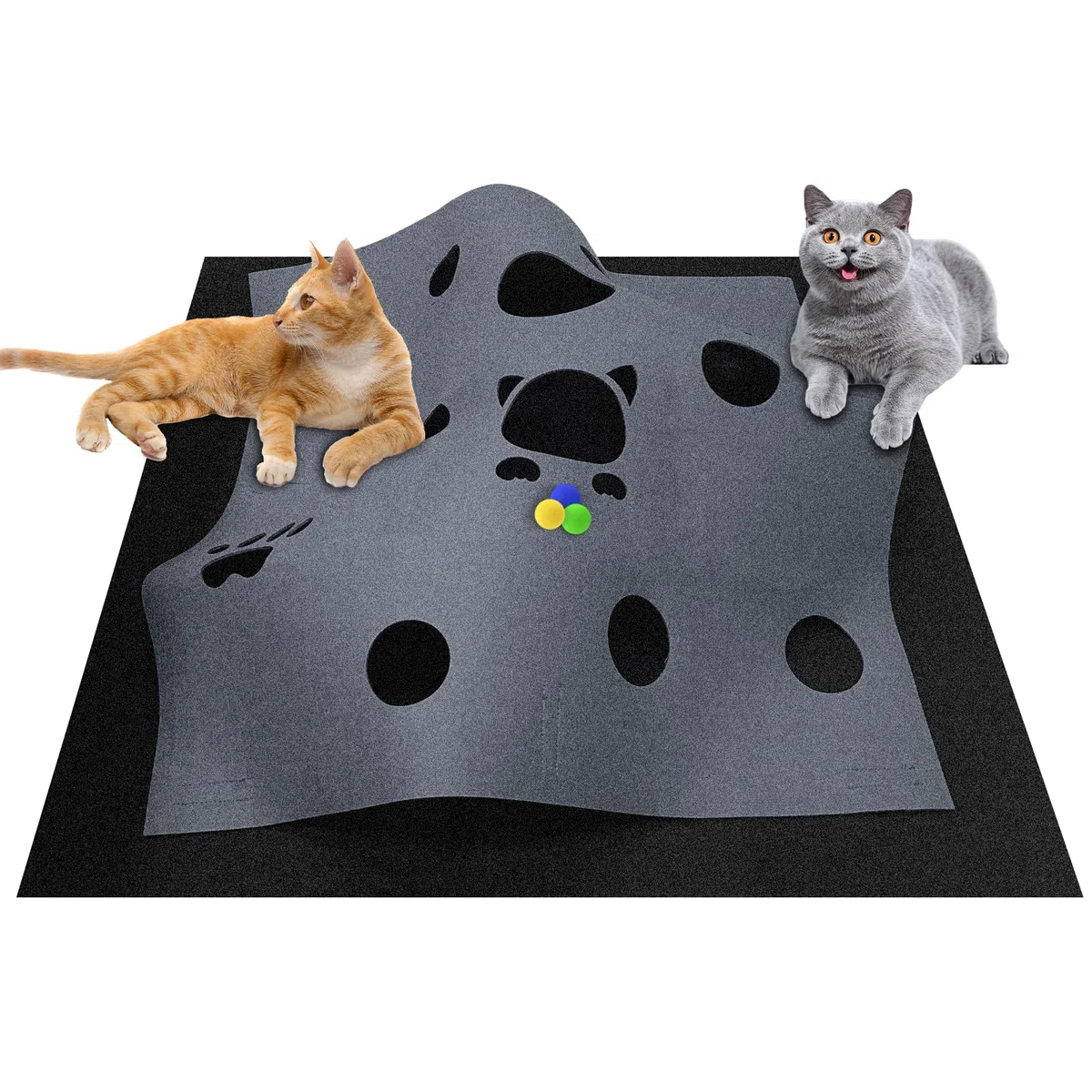 Tunnel per gatti giochi,giocattolo per gatti e tappeto tiragraffi 2 in 1,tunnel in feltro rimovibile e lavabile per gattino per Interagire con I Gatti.Numero di brevetto: No 015084058-0001