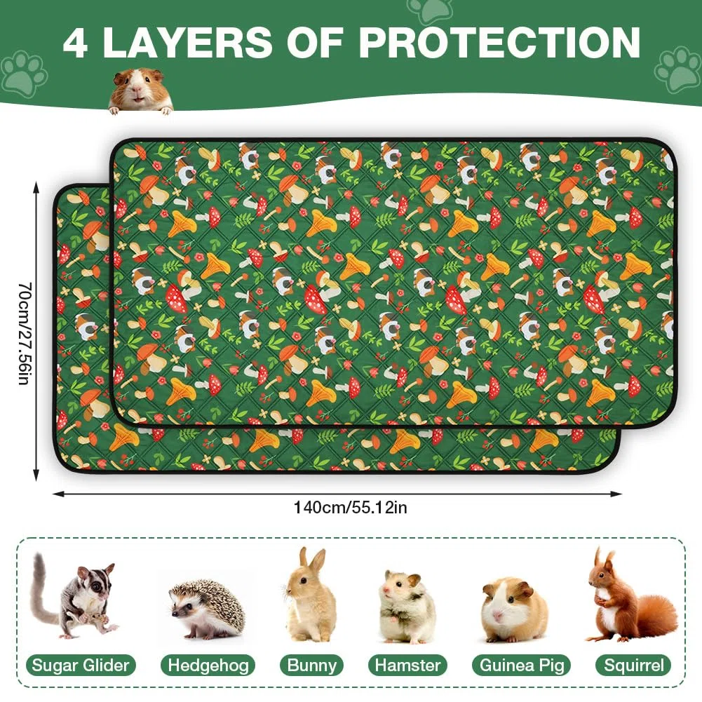 AUYAO Fodera per gabbia di porcellini d'India, impermeabile, riutilizzabile, tappetino assorbente per animali domestici, per piccoli animali, criceti, coniglietti, conigli (2 pezzi, verde)