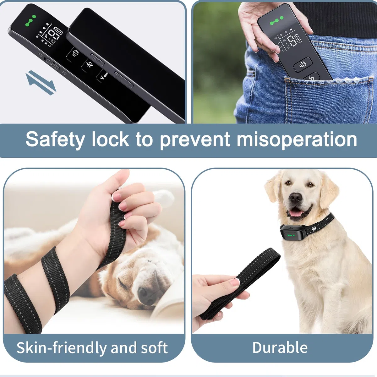 Collare da Addestramento per Cani, 3 Modalità Beep/Vibrazione/Boost Vibrazione, Portata 2600ft, Ricaricabile, Impermeabile IP67, Collare anti abbaiamento con telecomando Per cani di Tutte le Taglie