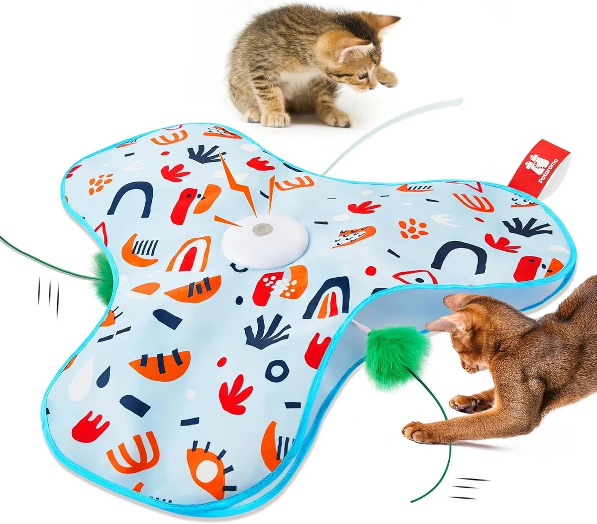 Potaroma Giochi per Gatti Interattivi Ricaricabili – Giocattolo con Piume Nascoste in Movimento, Suono Realistico di Topo, Attivazione al Tocco, per Gattini e Gatti Adulti da Interno Cover Floreale