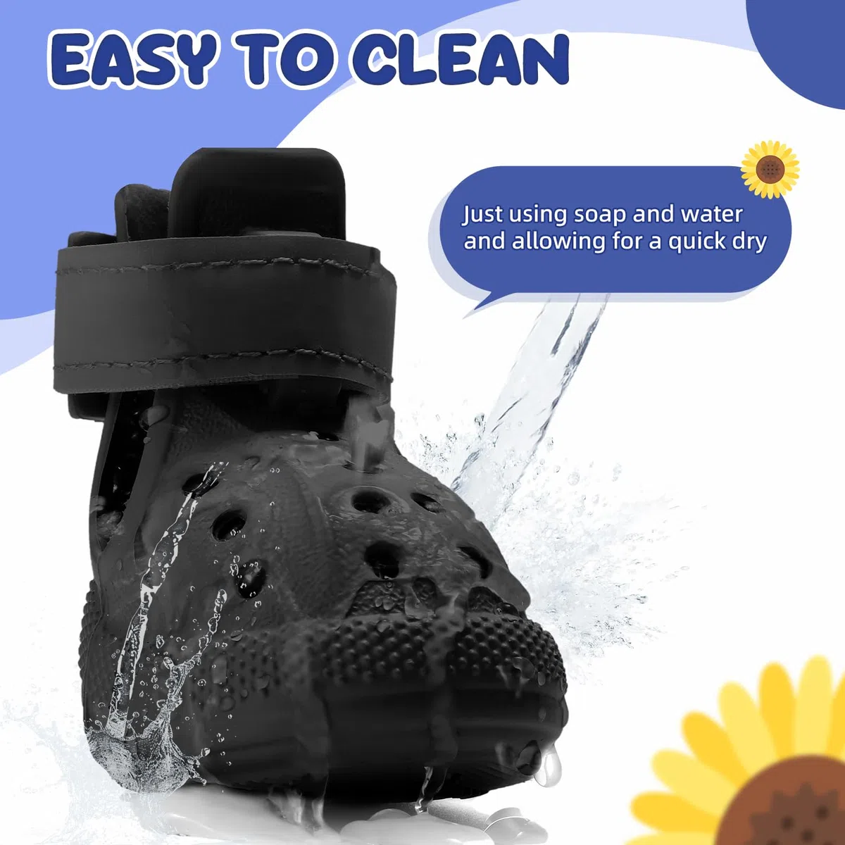 SlowTon Scarpe per cani per pavimenti caldi, sandali traspiranti antiscivolo per cani con strisce riflettenti, facili da indossare e togliere, facili da pulire