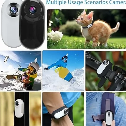 Bewinner Collare per fotocamera granangolo 120°, telecamera sportiva animale domestico schermo LCD 0,96 pollici HD 1080P multifunzione