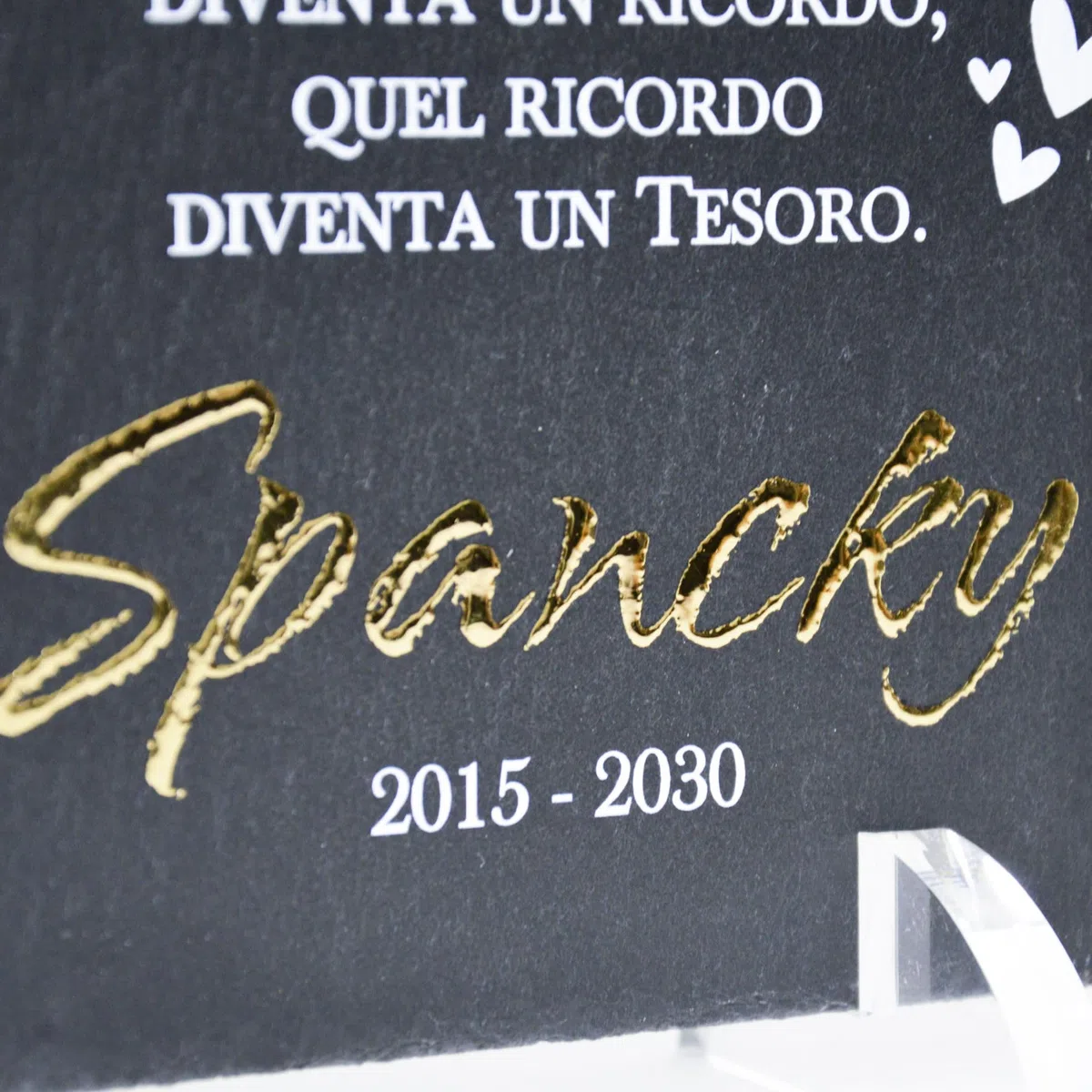 Targa Commemorativa per Cani, gatti e animali domestici in Ardesia, 26,5x16 cm, Personalizzazione, Lapide ricordo Cane anche da esterno con Foto del Tuo amimale domestico, piedini Inclusi (Flap3)
