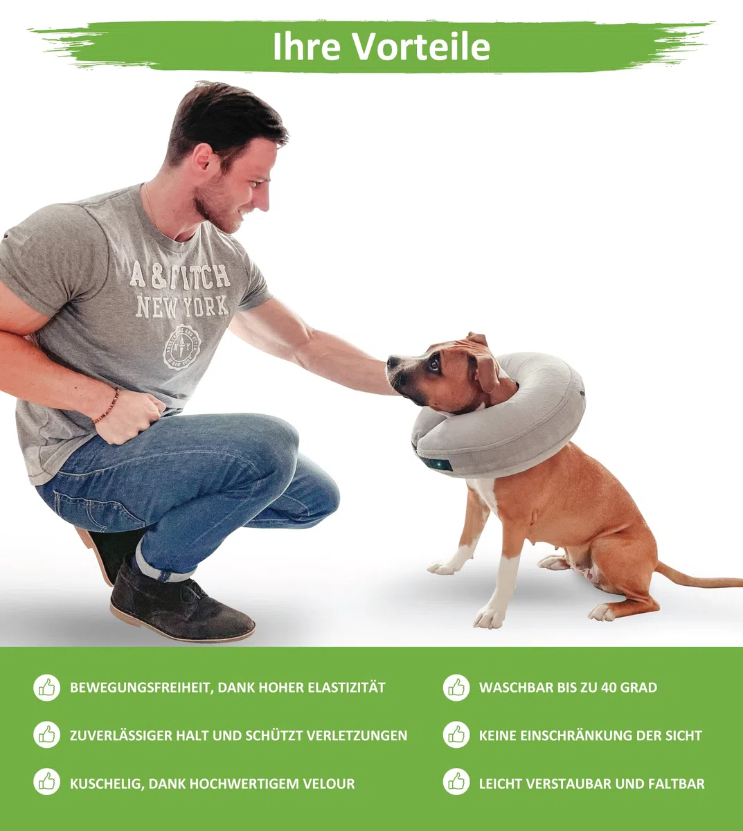 MC-Royal Nuovo: Collare Premium - Collare Gonfiabile per Cani e Gatti [Protezione Affidabile] - Protezione dalle Perdite del Cane - Collare di Protezione del Cane (Grigio)