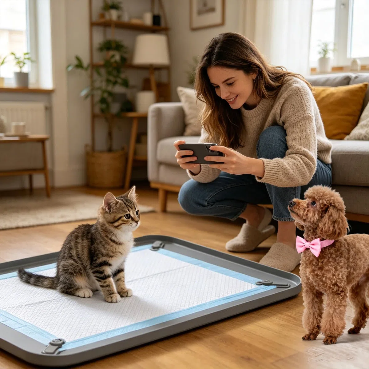 Porta Tappetini Igienici per Cani - Silicone Antiversamento Antiscivolo A Prova Di Perdite,Vassoio per Cani Toilette per Animali Domestici | Per Dormitorio Appartamento Camera Soggiorno Pavimento Cope
