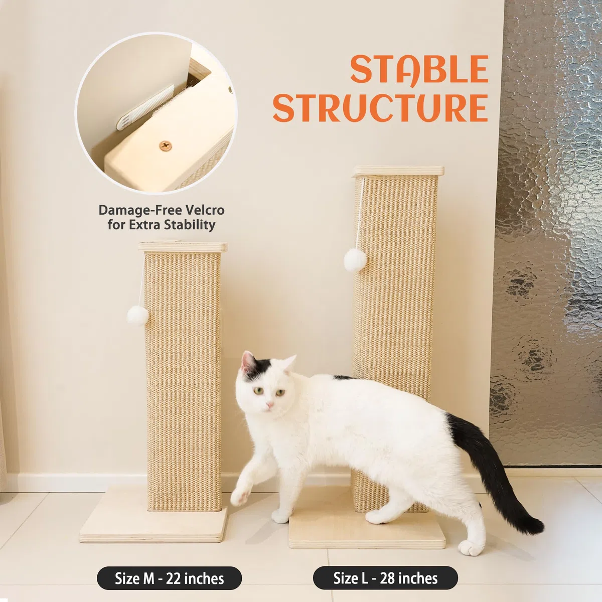 PETKARAY Tiragraffi angolare per gatti, 55,9 cm, in sisal, per gatti interni, protezione per mobili da parete, con palla giocattolo