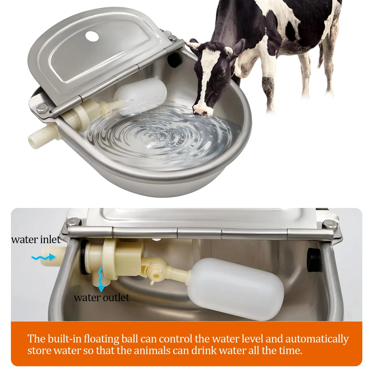 Abbeveratoio Automatico per Cani con 2 Valvole A Galleggiante Regolabili, Abbeveratoio per Bovini In Acciaio Inox per Bue, Cavallo, Capra, Pecora, Abbeveratoi Automatici per Polli