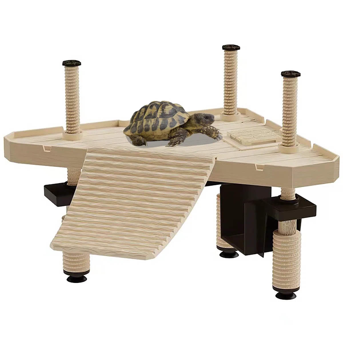 Turtle Sunbathing Platform, Piattaforma Tartaruga Acquatica, Turtle Bank Piattaforma di Dock Galleggiante con Ventosa, Aneto Verde per Piccolo Rettile Rana Terrapin(Size:M)